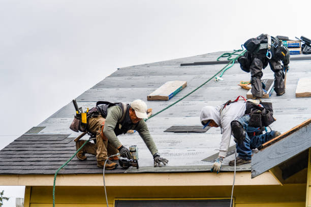 Professional Gutter Installation technician working in Bridgeport, CT